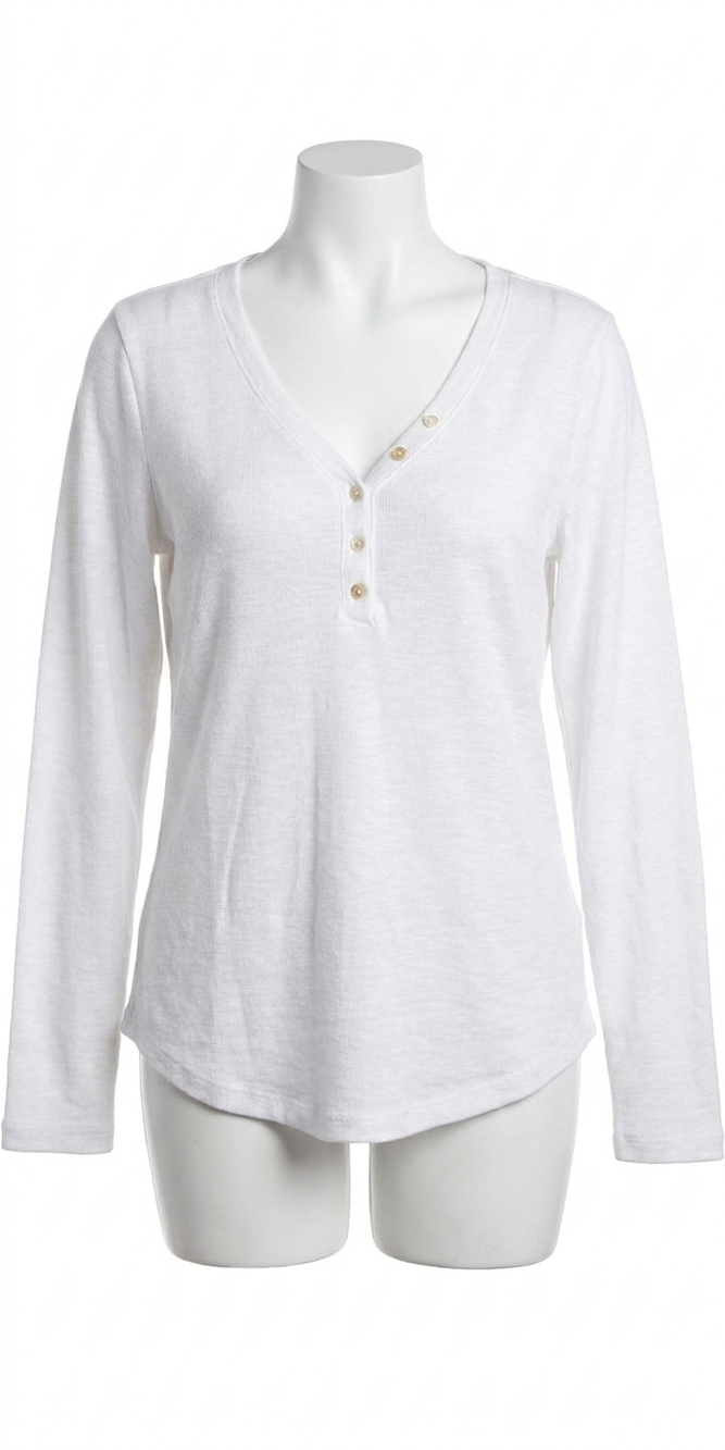 NEW GIGI MODA iseppa henley long sleeve shirt in white